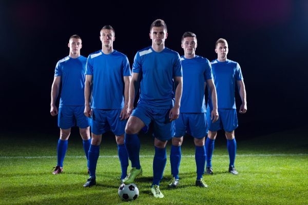 soccer players team group isolated on black background